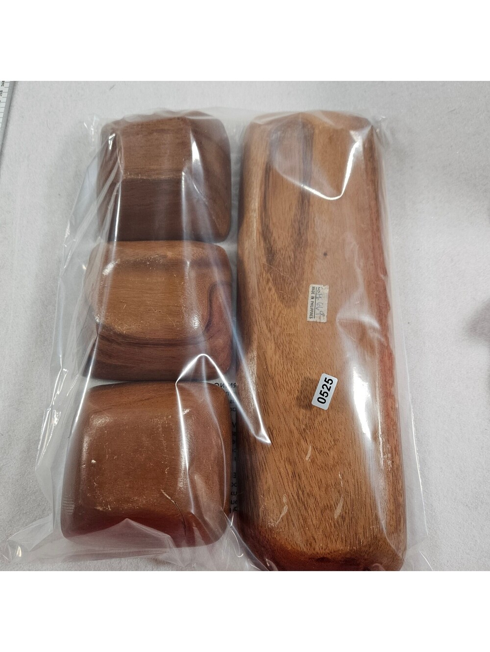 Vintage Wood Serving Tray Set 3 Bowls Philippines Mahogany Condiment Snack - Picture 12 of 12
